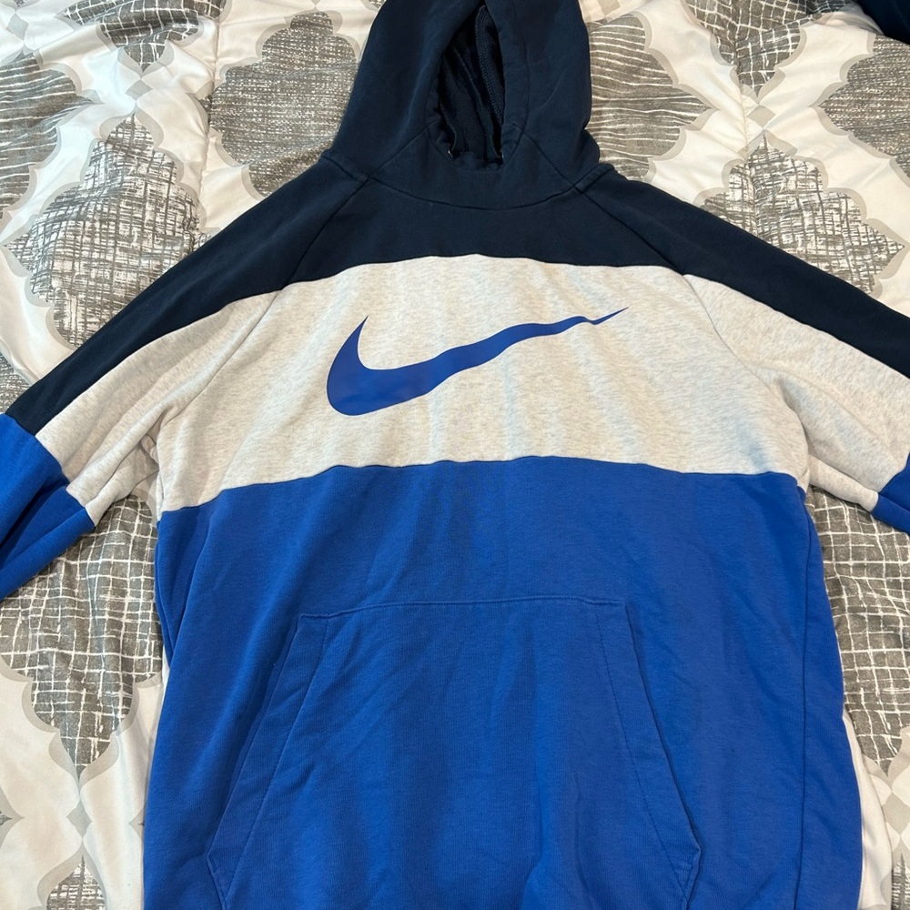 Nike Blue and Gray Sweatshirt with Iconic Swoosh